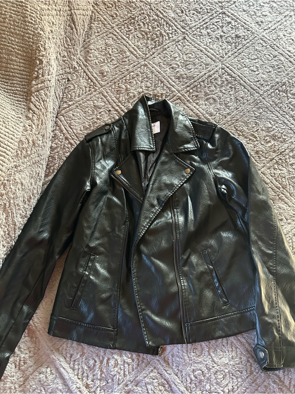 Old Navy Black Faux Leather Bomber Jacket